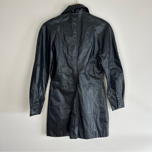 ZARA faux leather black button-down shirt dress - Picture 5 of 7